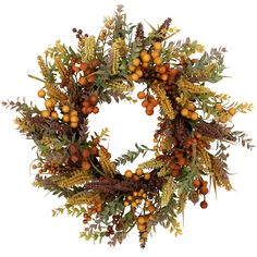 a wreath with oranges and green leaves