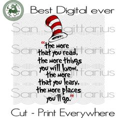 the cat in the hat quote machine embroidery design