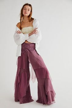 Printed Blouses, Chiffon Pants, Fairy Clothes, Boho Pants, Flowy Pants, Boho Clothing, Boho Outfits, Fashion Inspo Outfits, Side Zip