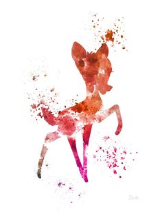 the silhouette of a deer is painted in watercolor