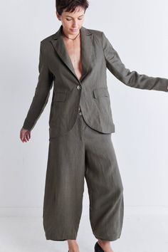 This lightweight and breezy blazer offers a luxurious feel and drapes beautifully on your frame, providing both comfort and style in one stunning package. Pair it with the Carefree Wide Leg Pants for a polished and professional ensemble. Regular sleeve Standard lapel Pockets Regular length Buttons Elegant Linen Pantsuit For Formal Occasions, Elegant Linen Pantsuit For Formal Events, Chic Linen Pantsuit With Notch Lapel, Elegant Tailored Linen Pantsuit, Spring Linen Pantsuit For Formal Occasions, Spring Formal Linen Pantsuit, Linen Pantsuit With Notch Lapel For Office, Spring Linen Pantsuit With Notch Lapel, Spring Linen Pantsuit For Office