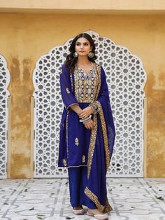 Shiza Blue Georgette Embroidered Kurta Set (Set of 4) By Gulabo Jaipur now available at Trendroots Elegant Salwar Kameez With Embroidered Border For Traditional Ceremonies, Elegant Kurta For Traditional Ceremonies With Embroidered Border, Elegant Floral Embroidered Salwar Kameez For Traditional Ceremonies, Bohemian Salwar Kameez For Traditional Ceremonies, Elegant Dupatta With Floral Embroidery For Traditional Ceremonies, Elegant Floral Embroidered Dupatta For Traditional Ceremonies, Elegant Blue Kurta For Traditional Ceremonies, Elegant Embroidered Traditional Wear For Ceremonies, Elegant Sets With Floral Embroidery For Celebrations