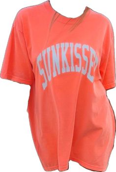 Sporty Summer T-shirt With Text Print, Summer Sporty T-shirt With Letter Print, Trendy Oversized Orange T-shirt, Casual Orange Top For Beach Season, Trendy Orange Summer Tops, Trendy Oversized Orange Top, Orange Graphic Print Top For Summer, Summer Orange Tops With Graphic Print, Oversized Orange Casual T-shirt