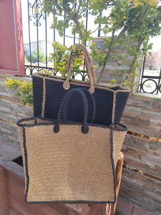 Any woman must have this bag for every fashionista.Whether you keeping it to yourself or gifting someone you care, it will be unforgettable. I made this beautiful bag from straw and black natural paper rope which is organic cotton. Suitable for use as shoulder bag, beach bag or party bag You can combine your clothes with a straw summer bag on summer days This bag has a packable form and does not take up space in the suitcase. Unique for holidays ! There is a large mesh pocket inside the bag. Han Black Straw Bag For Travel, Large Capacity Black Straw Bag For Travel, Natural Handheld Crochet Bag With Large Capacity, Large Capacity Black Straw Travel Bag, Black Handheld Beach Bag For Travel, Black Straw Bag For Daily Use With Large Capacity, Black Straw Bag With Large Capacity For Daily Use, Black Large Capacity Straw Shoulder Bag, Black Large Capacity Straw Bag For Daily Use