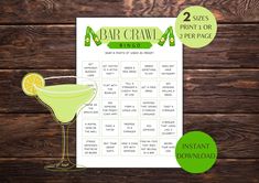 the printable cocktail bar crawl game