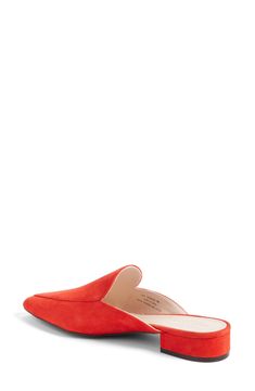 A minimalist, pointy-toe profile instantly modernizes this sophisticated, loafer-inspired mule. 1 1/4" heel (size 8.5) Cushioned insole Leather upper and lining/rubber sole Imported Women's Shoes Chic Pointed Toe Slip-ons With Leather Sole, Classic Suede Mules With Pointed Toe, Chic Closed Toe Mules For Workwear, Modern Closed Toe Mules For Fall, Chic Flat Slip-ons For Office, Spring Office Slip-on Mules, Elegant Flat Suede Mules, Suede Pointed Toe Slip-ons For Work, Suede Mules For Workwear