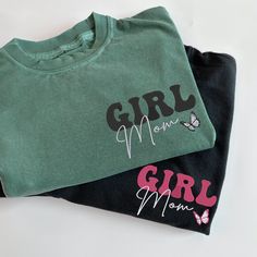 Celebrate the joys, challenges, and unparalleled love of being a girl mom with our beautifully embroidered Girl Mom Shirt. Crafted with care, this shirt features elegant, minimalist text that proudly proclaims your identity as a girl mom. It's a stylish way to wear your heart on your sleeve and to show the world the special bond you share with your daughter(s). Designed for Comfort, Worn with Pride Made from the softest materials, this shirt is designed to provide maximum comfort, whether on a p Mom Status, Minimalist Text, Girl Mom Shirt, Word Girl, Being A Girl, Elegant Embroidery, Mama Sweatshirt, Soccer Mom, Proud Mom