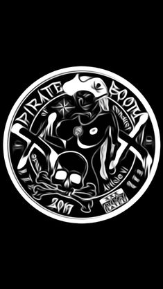 a black and white logo with skulls in the center, on a black background that says marine