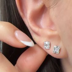 Available in 14K Gold, 14K White Gold, & 14K Rose Gold GH color, SI clarity Diamonds 0.32 cts Sold As a Pair Requires 2-3 Weeks for Production Time All 14K and Diamond Can Be Exchanged, No Returns Emerald Stud Earrings, Emerald Earrings Studs, Demi Fine Jewelry, Emerald Earrings, G H, Rose Gold Color, Gold Earrings Studs, Gold Yellow, Gold Rose