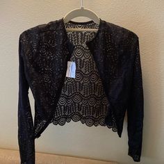 Black Lace Windsor Cardigan. Never Been Worn And With Tags. Black Spring Party Cardigan, Spring Party Black Cardigan, Elegant Black Cardigan For Night Out, Lace Cardigan, Windsor, Black Lace, Womens Tops, Tags, Lace