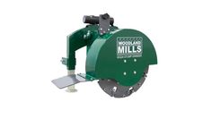 a green machine that is sitting on top of a white background with the words woodland mills