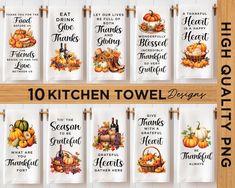 Thanksgiving Kitchen Towels, Thanksgiving Kitchen, Fall Kitchen, Thankful And Blessed, Create Shirts, Towels Design, Kitchen Tea Towels, Memorable Gifts, Dish Towels