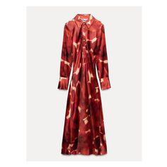 ZARA WOMAN COLLECTIONMidi dress made of viscose. Lapel collar and long cuffed sleeves. Flared legs. Front button closure. Printed Satin Dress, Cardigan Sweater Vest, Cardigan Sweater Dress, Cardigan Shirt, Zara Woman, Zara Women, Blazer Dress, Blouse And Skirt, Sweater Coats