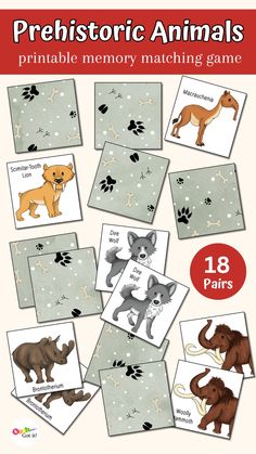 printable memory matching game for children with pictures of animals