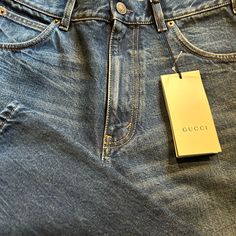 Never Worn New With Tags Size 32 Waist Inseam 29 Designer Blue Jeans With Five Pockets, Luxury Blue Jeans, Gucci Straight Leg Bottoms With Five Pockets, Gucci Straight Leg Jeans With Five Pockets, Casual Gucci Blue Bottoms, Gucci Jeans Mens, Gucci Casual Blue Jeans, Casual Blue Gucci Jeans, Gucci Blue Straight Leg Jeans