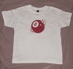 Basic Graphic Print Top For Birthday, White Screen Print Shirt For Birthday, Basic White Top For Birthday, White Basic Top For Birthday, Lucky 8 Ball, Magic Eight Ball, Eight Ball, Bebe T Shirt, Balls Shirt