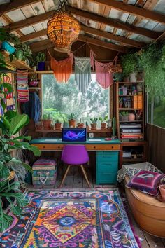 a room filled with lots of plants and furniture