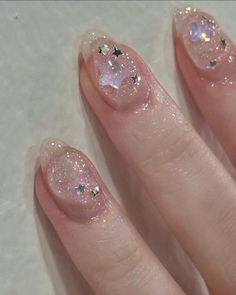 Star Gel Nails, Belle Nails, Kawaii Nail Art, Blush Nails, Pretty Gel Nails, Kawaii Nails, Summer Acrylic Nails, Dream Nails, Funky Nails