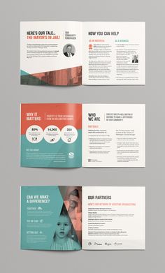 three fold brochure templates with different colors and shapes