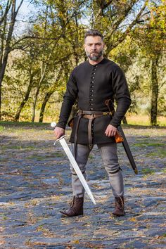 Viking Style Long Sleeve Outerwear For Larp, Medieval Outerwear For Larp With Historical Design, Historical Design Outerwear For Medieval Festivals, Medieval Style Outerwear For Larp And Festivals, Medieval Style Outerwear For Larp And Medieval Festivals, Medieval Jacket, 14th Century Clothing, Mens Garb, Century Armor