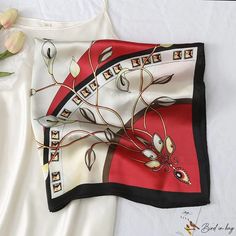 Bird In Bag - Season new satin square scarf white collar small neck scarf fashionable atmosphere simulation silk scarf Small Neck Scarf, Small Neck Scarves, Neck Scarf, Bird In Bag, Neck Scarves, Square Scarf, Olivia Mark, White Collar, Silk Scarf