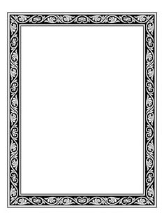 an ornate black and white frame with swirls on the edges, in square format