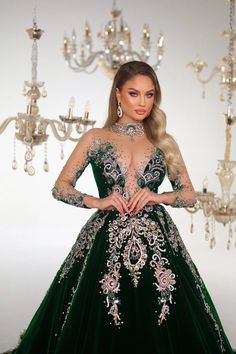 Velvet Ball Gown, Long Sleeve Wedding Guest Dresses, Indian Wedding Reception Outfits, Wedding Reception Outfit, Reception Outfits, Inspiration From Nature, Royal Wedding Dress, Long Prom Gowns, Royal Dresses