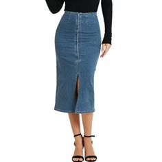 Maxi denim skirt for women's front slit zipper high waist bodycon jean skirt This denim skirt is made up of several design points: long, high waist, front slit, zipper, bodycon Suit for spring/Fall, a choice for the new season, come and add it to your wardrobe This skirt is made of soft denim and has a front slit for easier walking Team it with casual shirt and_ mini bag to complete the look Measurement (in inches) Size----------Length----------Waist----------Hip XS----------------29.6---------- Bodycon Suit, Plaid Print Skirt, Midi Jean Skirt, Maxi Denim Skirt, Blue Plaid Skirt, Casual Denim Skirt, Womens Denim Skirts, Midi Jeans, Uniform Dress