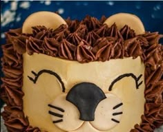 a cake decorated to look like a lion's head