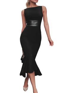 Women's Black Dress Party Dress Cocktail Dress Ruched Backless Crew Neck Sleeveless Midi Dress Wedding Guest Birthday Black Fall Winter 2024 - $31.99 Midi Dress Winter, Midi Dress Wedding Guest, Party Dress Cocktail, Wedding Guest Dress Midi, Cheap Party Dresses, Plus Size Mini Dresses, Birthday Vacation, Midi Dress Plus Size, Party Dresses Online