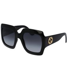 From Gucci&#x2C; these sunglasses feature:Square ShapeAcetate FrameSpring HingeGradient LensInterlocking G at templeEye/Bridge/Temple approx. 54/25/140Imported. Armani Brand, Black Sunglasses Square, Gucci Glasses, Burberry Eyewear, Sunglasses Women Oversized, Dolce Gabbana Sunglasses, Gucci Eyewear, Men Eyeglasses, Gucci Sunglasses