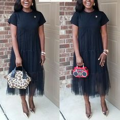 Vintage Tutu Dress... Very Chic, Stylish And Comfortable. Black Short Sleeve Midi Dress For Casual Occasions, Black Casual Midi Dress For Evening, Casual Black Midi Dress For Evening, Black Casual Midi Dress, Tutu Dress, Asymmetrical Dress, Boutique Dresses, Size 16, Colorful Dresses