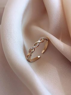 Rhinestone Decor Cuff Ring Yellow Gold    Copper     Women Fashion Jewelry, size features are:Bust: ,Length: ,Sleeve Length: Couple Ring Design, Gold Rings Fashion, Gold Rings Jewelry, Gold Ring Designs, Gold Jewelry Simple, Stylish Rings