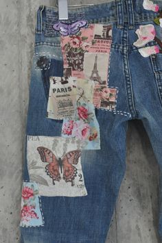 "Ready to send:Size-32,31,33,34 unique vintage jeans One of a kind.. Hand made embroidery and unique patches. ---Or---- Made to order, in any size, within 15 working days . If you need different size, please send me a message and I will make you a special and unique design within 15working days. They are all different! No one will have the same one as you have! Hand made, one of kind jeans. You pick your size, model (slim- boyfriend- high waist- low waist) and primer color and you will get your Vintage Bottoms With Collage Stitching And Straight Leg, Vintage Straight Leg Bottoms With Collage Stitching, Vintage Denim Blue Jeans For Spring, Vintage Jeans With Pockets For Spring, Vintage Distressed Jeans For Spring, Vintage Blue Jeans With Patches, Vintage Dark Wash Patchwork Jeans, Vintage Patchwork Denim Jeans, Vintage Straight Leg Jeans With Collage Stitching