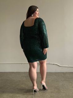 Green Sequin Bodycon Dress For Party Season, Glamorous Green Sequined Bodycon Dress, Green Sequined Bodycon Dress, Sequin Bodycon Dress For Holiday Party, Glamorous Bodycon Sequin Dress For Holiday, Bodycon Sequin Dress For Holiday Party, Fitted Sequin Glitter Fabric For Holiday Parties, Fitted Sequin Fabric With Glitter For Holiday Party, Full Figured