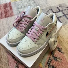 Women’s Size 6! New In Box. $296 On Stockx Air Jordan Women Low, Womens Air Jordans Low, Womens Air Jordan 1 Low, Jordan Women Low, Cute Jordans For Women, Colorful Jordans Pink Green, Cute Jordans, Shoe Storage Solutions, Trendy Shoes Sneakers