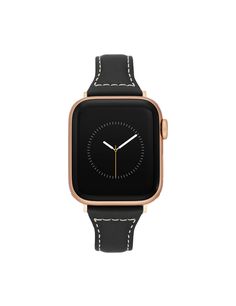 Anne Klein Black/Rose Gold-Tone Stitched Leather Band for Apple Watch® Apple Watch 42mm, Apple Watch Accessories, Brown Silver, Stitching Leather, Apple Watch Band, Polish Jewelry, Black Watch, Black Rose, Leather Band