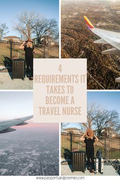 four pictures with the words 4 documents it takes to become a travel nurse