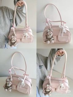 Handbags Storage, Pretty Tote Bags, Trendy Purses, Oil Bag, Kawaii Stuff, Girly Bags, What In My Bag, Pink Vibes