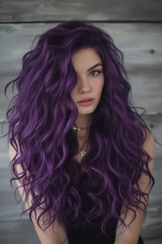 42+ Stunning Midnight Purple Hair Ideas Dark Purple And Silver Hair, Mardi Gras Hair Color, Berry Hair Color, Cool Purple Hair, Ombre Purple Hair, Coloured Hair Ideas, Curly Purple Hair, Oil Slick Hair Color