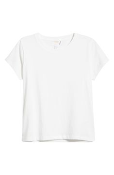 A boxy fit furthers the casual appeal of a crewneck T-shirt cut from lightweight and breathable cotton. 22 1/2" length (size Medium) Slips on over head Crewneck Short sleeves 100% organic cotton Machine wash, tumble dry White Cotton Cropped T-shirt With Crew Neck, Simple Boxy Fit Crew Neck T-shirt, Trendy White Crew Neck Muscle Tee, White Trendy Muscle Tee With Crew Neck, Trendy White Muscle Tee With Crew Neck, Summer Crew Neck Cropped T-shirt, Everyday Crew Neck Cropped T-shirt For Summer, Summer Everyday Crew Neck Cropped T-shirt, Simple Boxy Fit Crew Neck Top