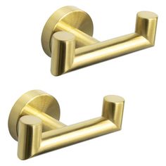 pair of brass door handles on white background