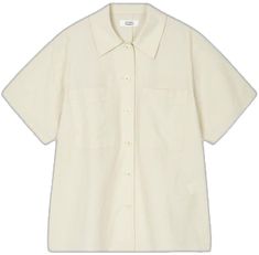 White Short Sleeve Shirt With Patch Pockets, White Short Sleeve Work Shirt With Pockets, Collared Short Sleeve Shirt With Patch Pockets For Work, Beige Collared Short Sleeve Shirt With Pockets, Cream Button-up Shirt With Pockets, Beige Button-up Shirt With Patch Pockets, Classic Cotton Short Sleeve Shirt With Patch Pockets, Neutral Collared Shirt With Button Closure, Classic Beige Cotton Short Sleeve Shirt