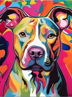 a painting of a dog with colorful colors