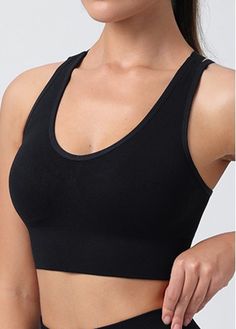 Color:Black;Size:M;Size:L;Size:XL;Size:2XL;Size:3XL;Package Contents:1 X Sports Bra; Black Sleeveless Seamless Activewear, Black Seamless Sleeveless Sports Bra, Black High Stretch Scoop Neck Sports Bra, Black Sports Bra With Seamless Stretch Construction, Black Stretch Sports Bra With Seamless Construction, Black Stretch Sports Bra With Scoop Neck, Black Stretch Scoop Neck Sports Bra, Black Scoop Neck Sports Bra For Gym, Black Scoop Neck Sports Bra For Yoga