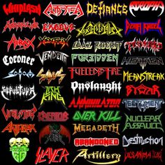 an image of many different metal band logos