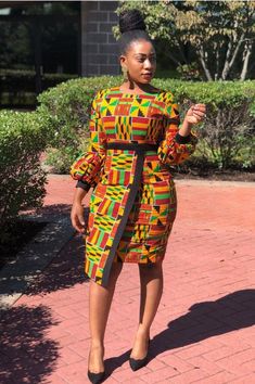 mid length dashiki dress, bespoke kente, mini bishop sleeves dress, African women's dress, handmade African Clothing Women, Ankara Dress Styles, Maxi Dress Summer, Moda Emo, Short African Dresses, Best African Dresses, Kente Styles, African Dresses Modern, Afrikaanse Mode