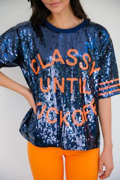 Classy Until Kick Off is back and better than ever in our new sequin top! Perfect for game day! Product Details: Sequin Top Relaxed oversized fit All orders are currently shipping within 14 business days. To receive item quicker, expedited shipping is available at checkout. Sequin Top, Custom Items, Large Black, Game Day, Fitness Models, Sequin, Black And Red, Relaxed Fit, Ships