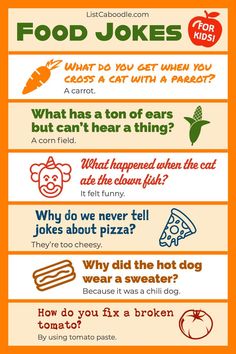 The best food jokes for kids Food Jokes For Kids, Jokes For Kindergarteners, Joke Of The Day For Kids, Christmas Lunch Box Jokes For Kids, Thanksgiving Lunchbox Jokes, Winter Lunchbox Jokes For Kids, Lunchbox Jokes For Kids, Funny Food Jokes