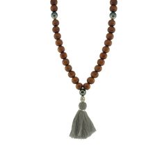 Mala Necklace With Diamond Drum Beads And Pearls Brown Wooden Beads Necklace For Meditation, Sandalwood Mala, Necklace With Diamond, Black Pearls, Mala Necklace, Black Pearl, Email List, Drums, Collar